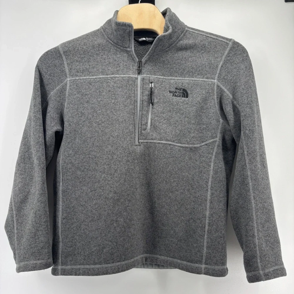 The North Face Gordon Lyons Quarter Zip Mens Large Grey Sweater Knit Fleece